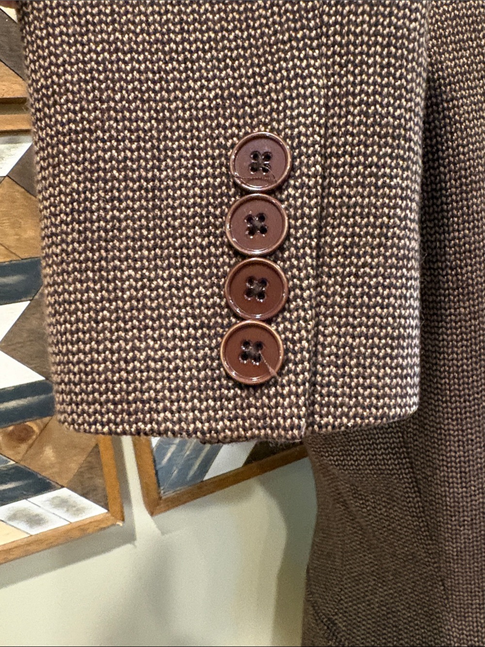 Vintage Ralph Lauren Collection 90s Brown Tweed Blazer Jacket Small / Medium - Picture 7 of 11